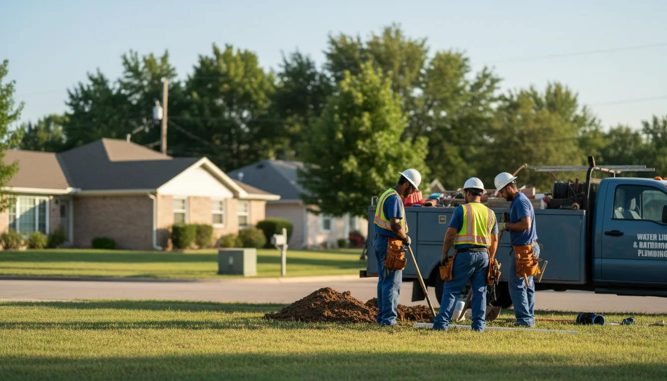 Residential water line and bathroom plumbing service in Douglass, KS